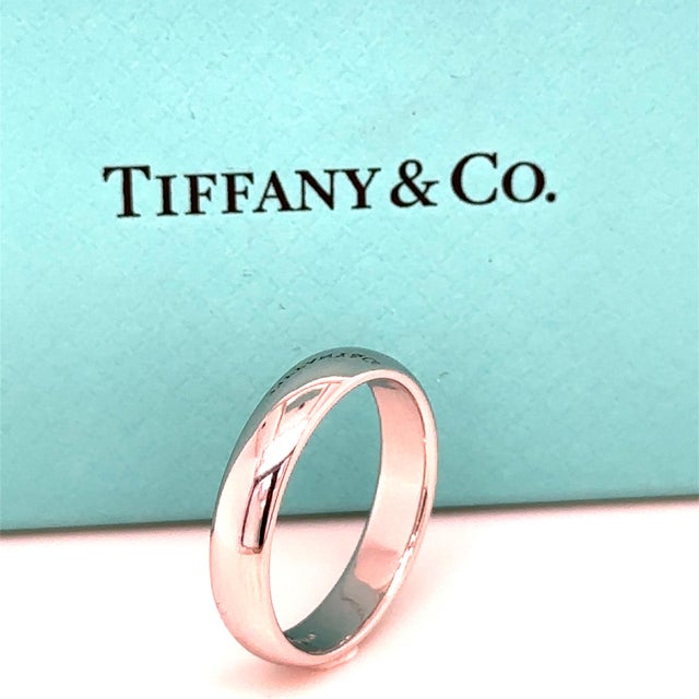 2020s Tiffany & Co. Platinum Wedding Band Ring 8.91g, Size 8.75 For Sale - Image 5 of 5