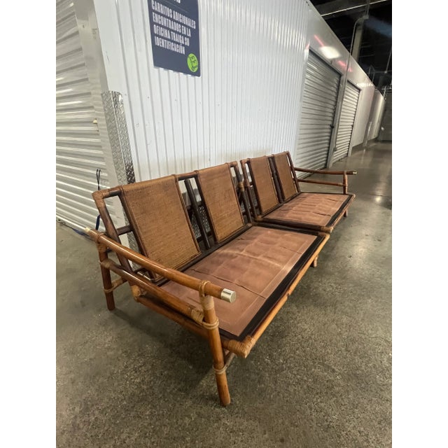 1950s Ficks Reed Ming Style 2-Piece Bamboo Sofa by John Wisner For Sale - Image 11 of 12