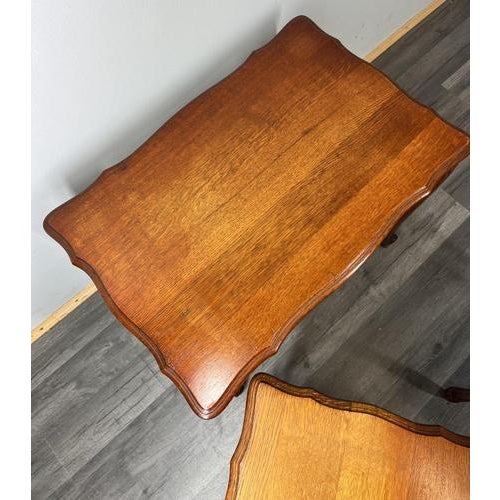 Gold Vintage French Louis XIV Carved Oak Nesting Tables, Set of 3 For Sale - Image 8 of 10