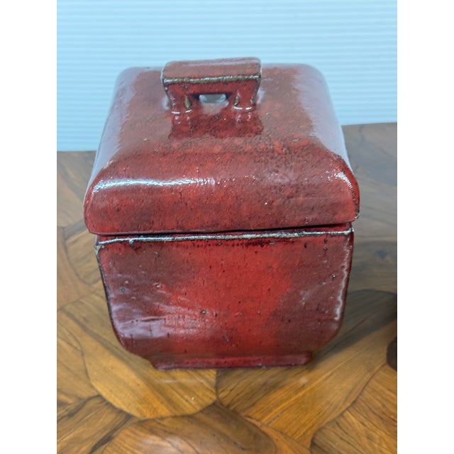 Late 20th Century Glazed Ceramic Lidded Canisters, Set of Two For Sale - Image 5 of 12