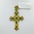 Mid 20th Century Emerald Pear Shape & Emerald Cut Cross Pendant Necklace in 18k Yellow Gold For Sale - Image 4 of 5