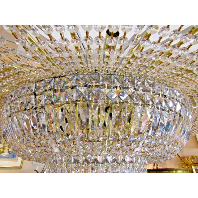 1990s Grand Schonbek 48" Diameter Petit Crystal Three Tier Flush Mount Chandelier For Sale - Image 11 of 15
