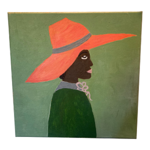Original Folk Art Style Painting of ‘Girl in Tangerine Hat’
