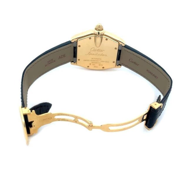 Cartier Roadster Santos Men's Watch Automatic 18k Gold Leather Band Ref.2524 For Sale - Image 9 of 11