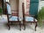 Wood Pair Antique French Dining Arm Chairs Louis XV Carved Oak Blue Persian Textile For Sale - Image 7 of 18