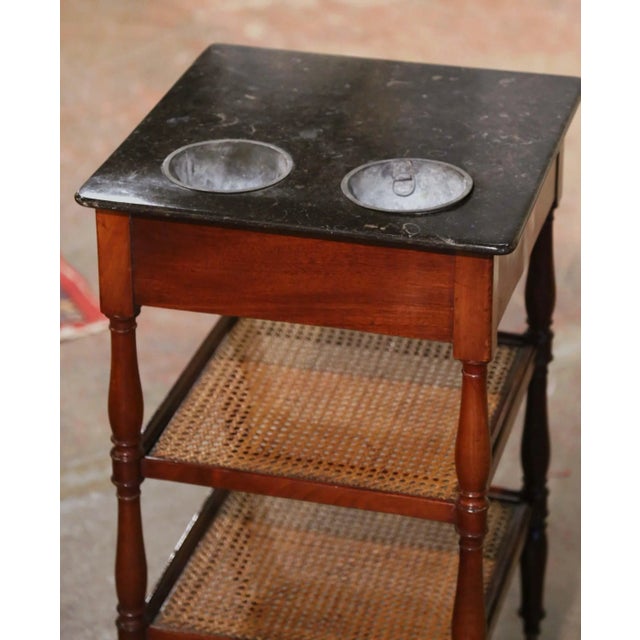 English 19th Century French Louis Philippe Walnut Rafraîchissoir With Marble Top For Sale - Image 3 of 13