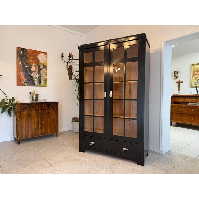 Restored Art Nouveau display cabinet, bookcase, display cabinet A4927, around 1900. Dimensions: height x width x depth 199...