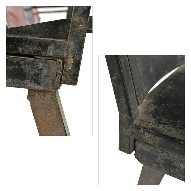 Metal Antique Indian Theatre Bench in Patinated Metal For Sale - Image 7 of 9