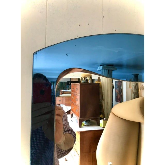 Glass Fontana Arte Blue Glass Mirror For Sale - Image 7 of 11