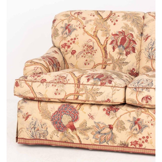 Contemporary Floral Print Upholstered Three-Seat Sofa For Sale - Image 3 of 9