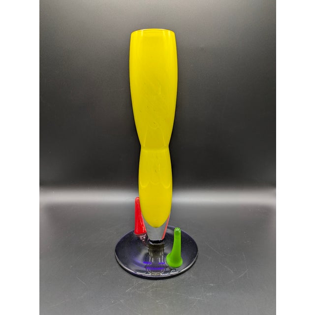 1990s Vintage b.a.g. Post-Modern Art Glass Vase: Signed Rona Plesl For Sale - Image 5 of 10