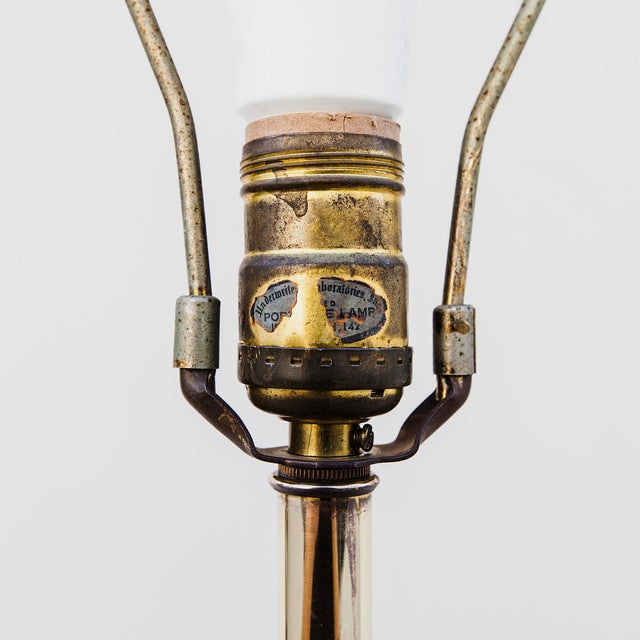 Mid Century Modern Sculpted Walnut & Brass Floor Lamp With Cocktail Table For Sale - Image 9 of 14