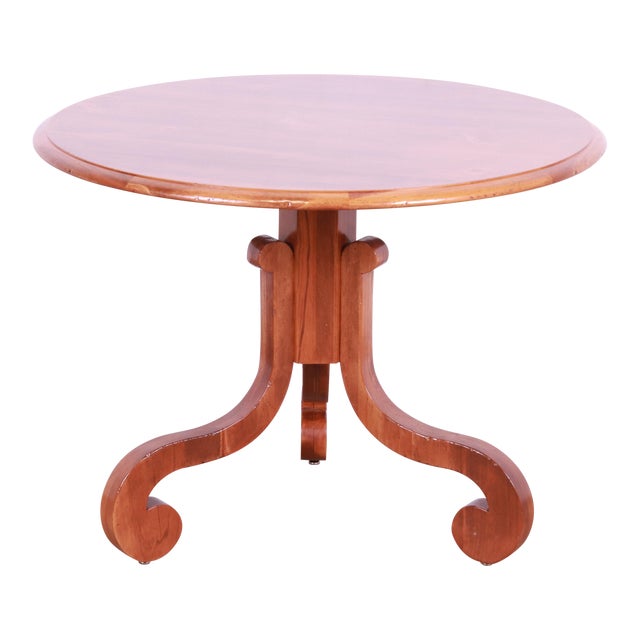 Baker Furniture French Empire Fruitwood Pedestal Breakfast or Center Table, Newly Refinished For Sale
