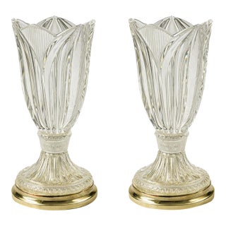 Vintage Cut Crystal Table Lamp With Brass Bases – 13.5” Tall - a Pair For Sale