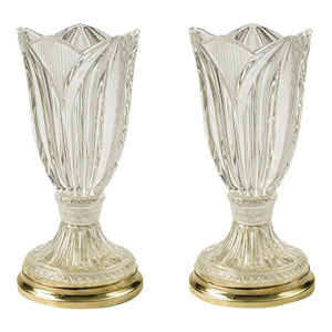 Vintage Cut Crystal Table Lamp With Brass Bases – 13.5” Tall - a Pair