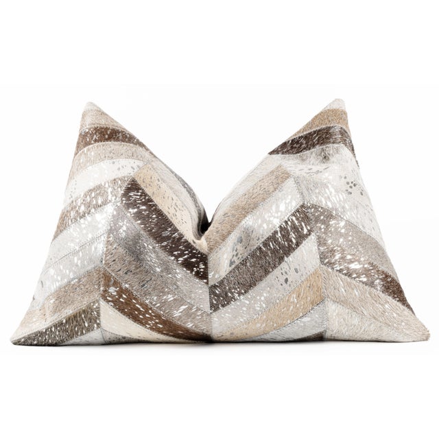 A set of two 16x24 in & 18x18 in Handcrafted Cowhide Pillow: Luxurious, Genuine Cowhide Leather Throw Pillows Meticulously...