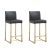 Denmark Black Vegan Leather & Gold Steel Counter Stools - Set of 2 For Sale - Image 12 of 12