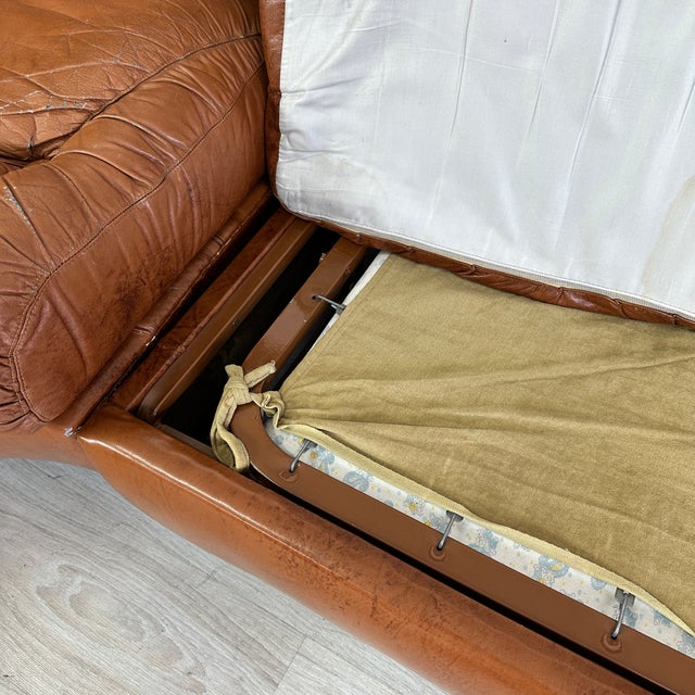 Brown Italian Leather Sofa, 1970s For Sale - Image 8 of 11