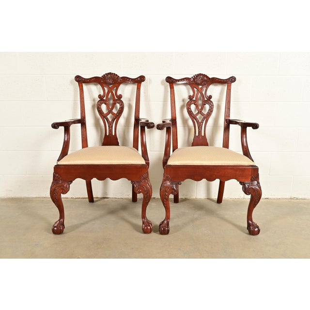 Baker Furniture Chippendale Carved Mahogany Armchairs, Pair For Sale - Image 15 of 15