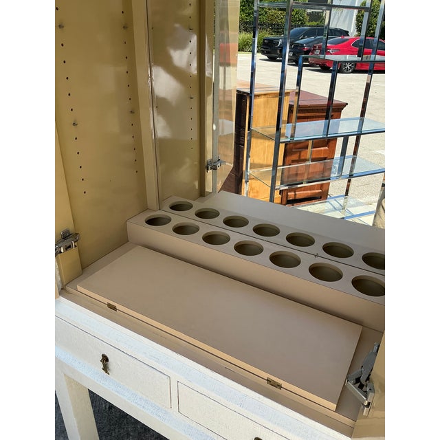 Vintage Grasscloth Standing Dry Bar For Sale - Image 11 of 12