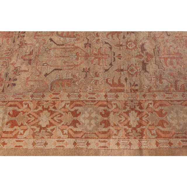 Fine Antique Indian Amritsar Orange, Brown Hand Knotted Wool Rug For Sale - Image 9 of 9