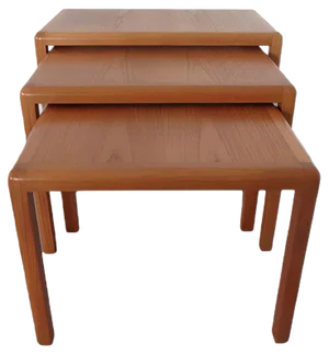 Teak Nesting Tables by Kai Kristiansen for Vildbjerg Møbelfabrik, 1960s, Set of 3