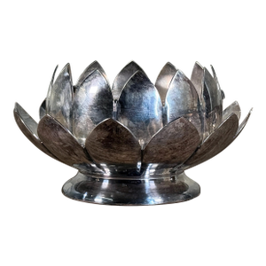 Reed & Barton Silverplate Lotus Flower Bowl With Flower Frog Insert