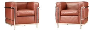LC2' Leather Club Chairs by Le Corbusier for Cassina, c 1970s, Signed - A Pair