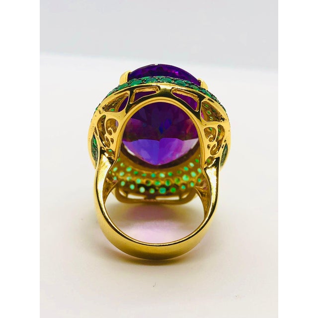 Bochic “Orient” Vintage Natural Amethyst and Ring Set In 18 K Gold & Silver For Sale - Image 4 of 9