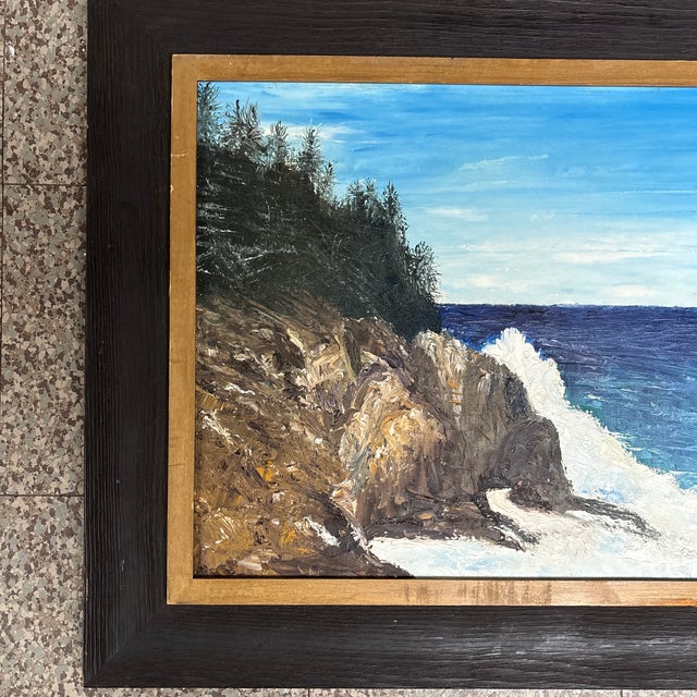 1960s Bar Harbor Seascape ,Oil on Board by Irene O’loughlin For Sale In Boston - Image 6 of 10