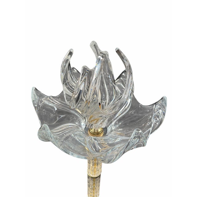 1970s Vintage Mid-Century Modern Dresden Cut Crystal Floor Lamp With Flame Motif Shade For Sale - Image 5 of 12