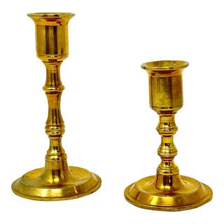Mid 20th Century Traditional Brass Candlesticks - a Pair For Sale