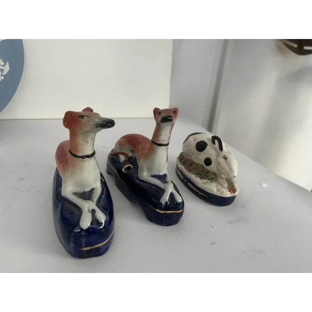 Antique Staffordshire Dogs and Rabbit Inkwell, Set of 3 For Sale - Image 6 of 9