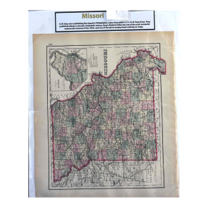 Antique o.w. Gray's 1870s Map of Missouri (16" X 19")
