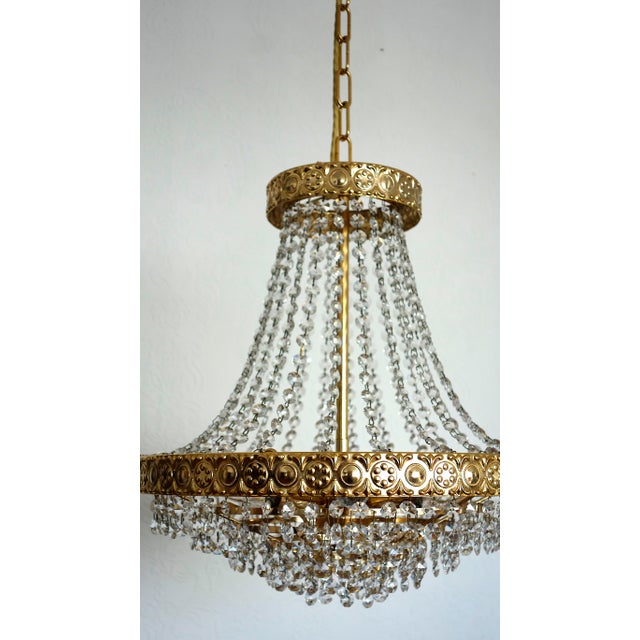 1970s Crystal and 24k Gold Plated Chandelier from Sölken Leuchten, 1970s For Sale - Image 5 of 14