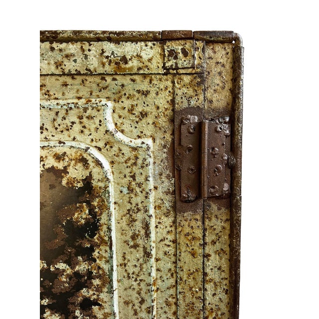 Metal Vintage Industrial Iron Safe Cabinet For Sale - Image 7 of 9