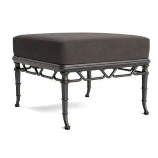 Brown Jordan Calcutta Ottoman, Textured Pewter frame with Fusion Charcoal fabric For Sale