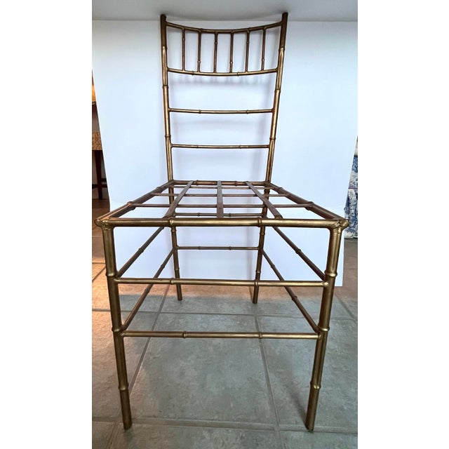 Vintage Gilt Iron Faux Bamboo Chair Made in Spain For Sale - Image 4 of 12