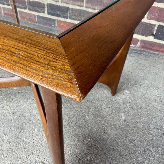Mid 20th Century 1960s Andre Bus for Lane Silhouette Sculptural Walnut & Glass Coffee Table For Sale - Image 5 of 12