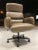 Seldom seen high-back leather executive desk chair with 5-star chrome hydraulic lift base by renowned German born designer...