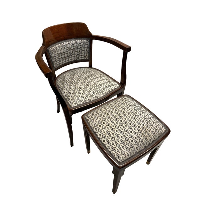 Set of Vienna Secession Armchair with Ottoman by Josef Hoffmann, 1890s For Sale - Image 12 of 18