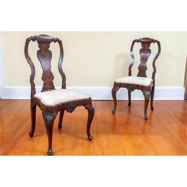 Pair 18th century Rococo walnut side chairs