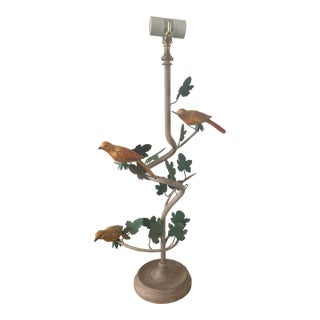 1990s Chelsea House Metal & Marble Lamp With Birds For Sale