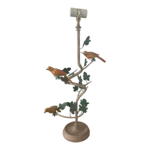 1990s Chelsea House Metal & Marble Lamp With Birds