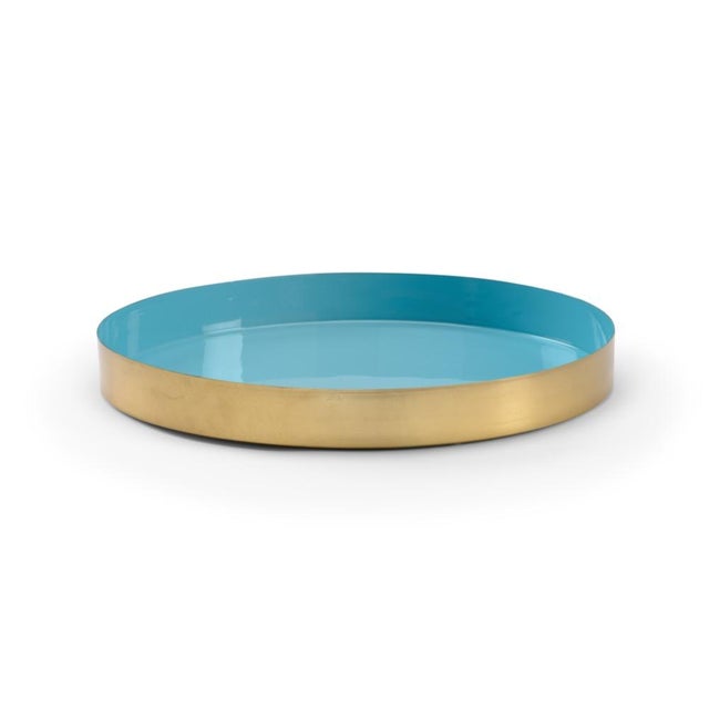 Wildwood Wildwood Caribbean Round Gold Tray, Large For Sale - Image 4 of 4