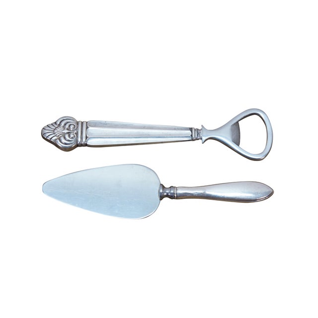 Antique / vintage 20th century lot of 6 assorted utensils with stainless steel blades and sterling silver handles....