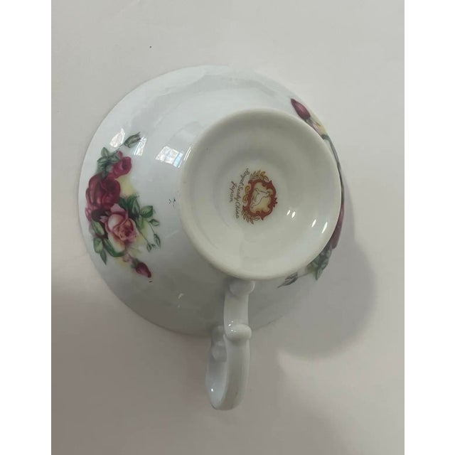 Vintage Royal Sealy Japan Roses & Heavy Gold Filigree Footed Tea Cup & Saucer Set For Sale - Image 11 of 12