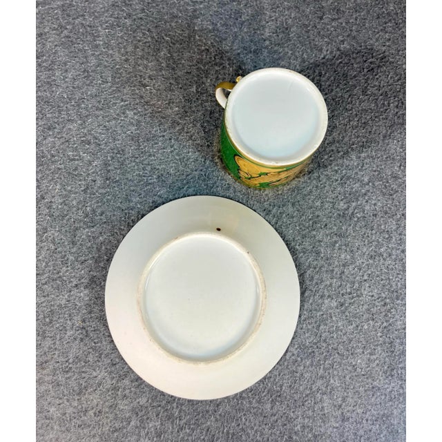 19th Century Hand Painted Porcelain Demitasse Cup & Saucer Set For Sale - Image 9 of 10