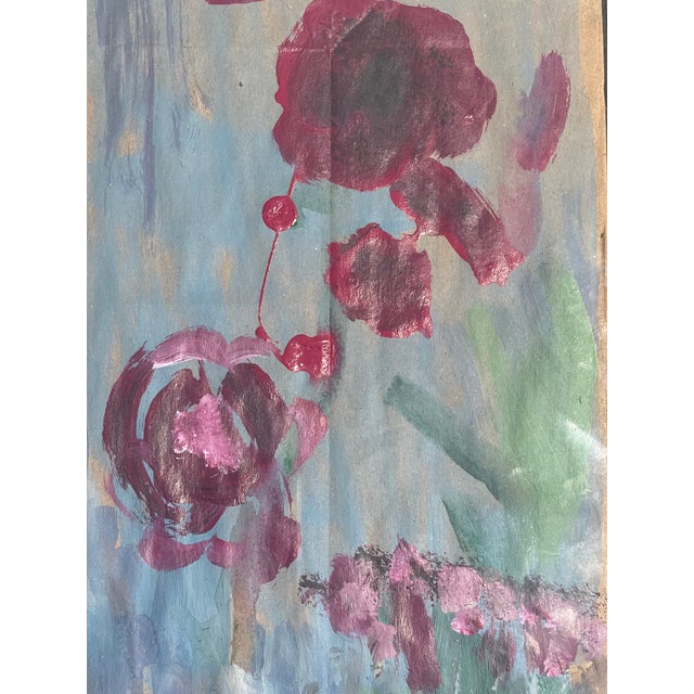 Plastic 1980s Pair Abstract Paintings Florida Florals in Red and Purple by Elia Framed For Sale - Image 7 of 7