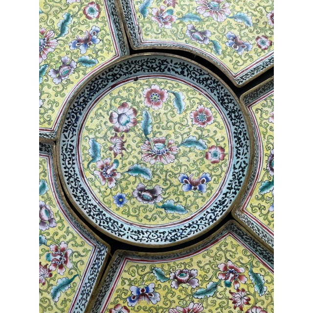 Chinese Antique Chinese Hand-Painted Enameled Sweetmeat Tray For Sale - Image 3 of 5